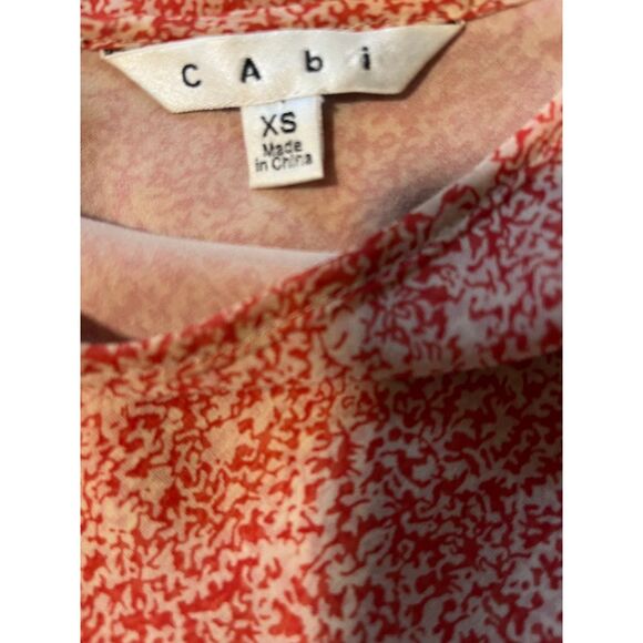 Cabi Bohochic Red/Pink Abstract Print Cottagecore Tiered Lined Sleeveless Top XS - Picture 2 of 5